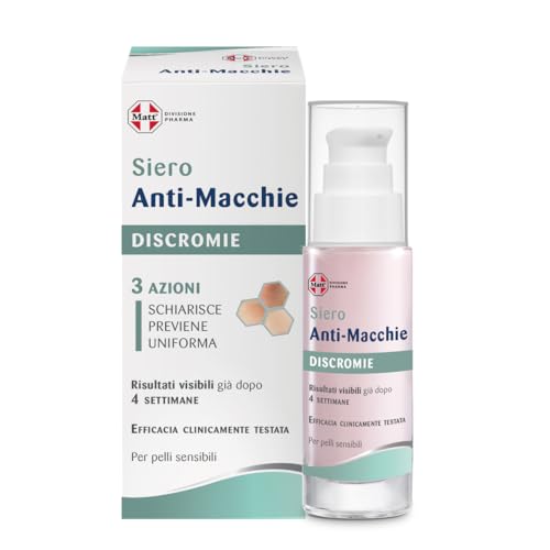Matt, Siero Anti-Macchie, Ideale per Inibire la Produzione di Melanina, Prevenire la Comparsa di Discromie e Ridurre le Macchie Cutanee, Rende l'Incarnato più Radioso e Uniforme, 30 ml