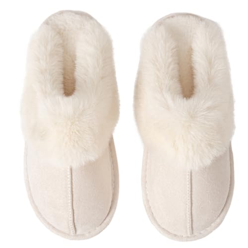 Womens Slipper Memory Foam Fluffy Soft Warm Slip On Anti-Skid House Slippers,Cozy Plush for Indoor Outdoor