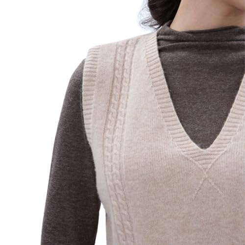 Image of Amazhiyu Womens 100% Wool Sweater Vest Sleeveless V Neck Knitted Pullover Top