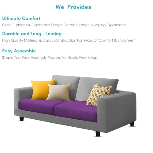 Image of Galib 2 Seater Sofa Set for Living Room (Purple Grey Fabric) Premium Fabric Sofa Set