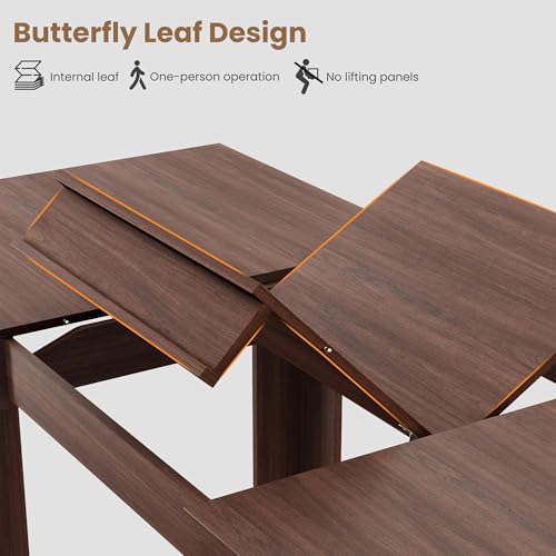 Image of GarveeHome 63 in-86.6 in Extendable Dining Room Table for 6-10, Farmhouse Kitchen Tables w /Wooden Sturdy Frame, Large Rectangular Dinner Table for Dining Room, Kitchen