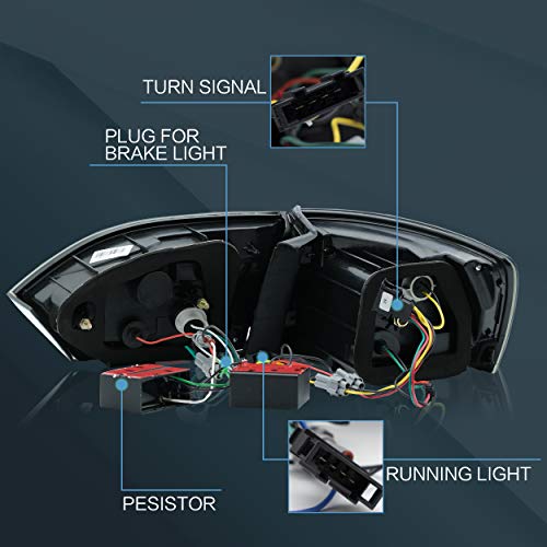 Vland Led Tail Lights Assembly Fit For 2011-2014 Volkswagen Jetta, 2012-2014 Sagitar, Plug-And-Play, Not Fit For Led Models, Smoked #TOP5