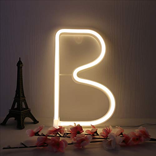 Image of LED Letter Neon Lights Neon Alphabet Sign Night Lights Neon Art Decorative Lights Best Wall Decor Light up Words for Home Bar Club Decoration Wedding Birthday Party Christmas Baby Room Living Room(B)