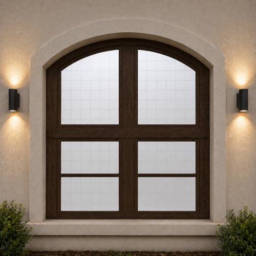 Image of CVANU Frosted Grid Privacy Window Film, Decorative 1.5 Inch Square Pattern Self Adhesive Waterproof Vinyl Covering Sheet for Glass Door, Windows, Bathroom, Home & Office Use (24 x 25 Inch)