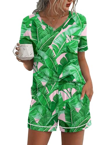 Image of Ekouaer Pajamas for Women Set Short Sleeve Loungewear Soft Pjs Shorts Set | V Neck Sleepwear with Pocket,Comfy Lounge Sets,Comfortable Fit,lightweight,Maternity,Gift,Sleeping & Bedtime,Lounging at Home