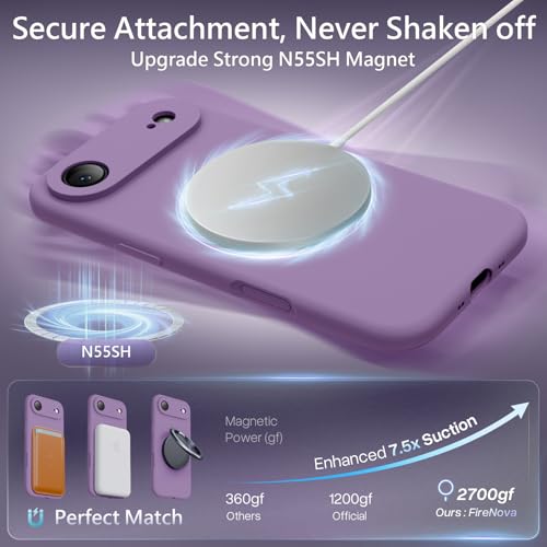 Image of FireNova Magnetic for iPhone Air Case, Compatible with MagSafe, [Integrated Silicone Camera Control Button] [Camera Protection] Microfiber Lining Phone Case for iPhone 17 Air, 6.5 inch, Light Purple