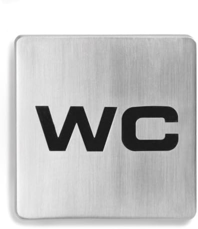 Placa De Aluminio Para Puerta De Baño WC - Tamaño 160x40x1.5 Mm, Adhesiva, Con Flecha Direccional