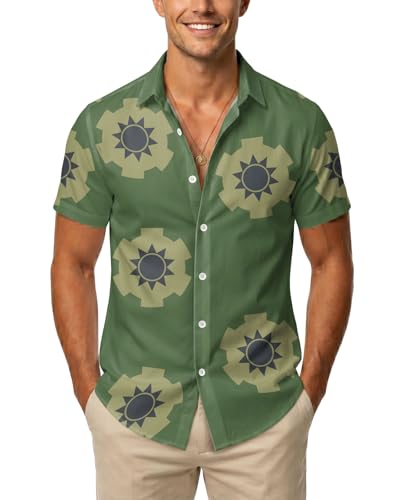 Image of 99TIMORO Funny Film Summer Button Down Shirt Men Short Sleeve Top | Movie Character Hawaiian Shirts for Men Lightweight Breathable Beach Vacation Business Casual Summer Gifts Classic Fit