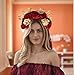 June Bloomy Day of the Dead Headpiece La Catrina Flower Headband Halloween Costume Halo Crown(Dark Red)