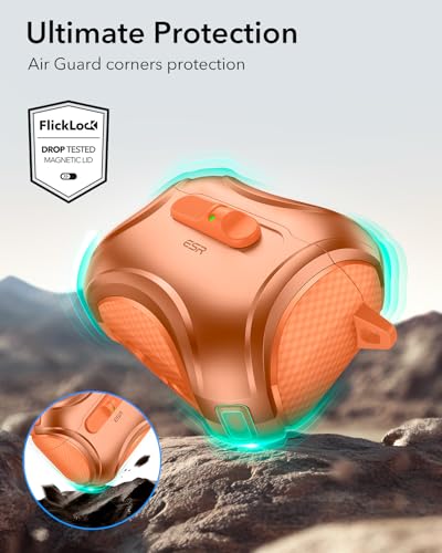 Image of ESR for AirPods Pro 3 Case (2025), Compatible with Airpods Pro 3rd Generation Case (USB-C Cable), Effortless MagSafe, Drop-Proof Lock, Easy Open, Cyber Series, Orange