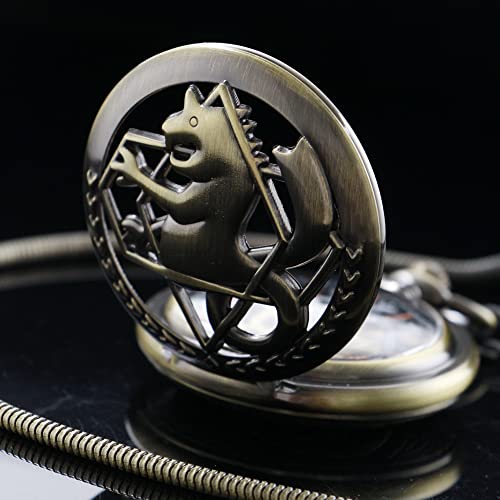 Image of Personalization Pocket Watch Men's Fullmetal Alchemist Hand Wind Mechanical Roman Numerals Customized Pocket Watches Men Steampunk with Chain Box