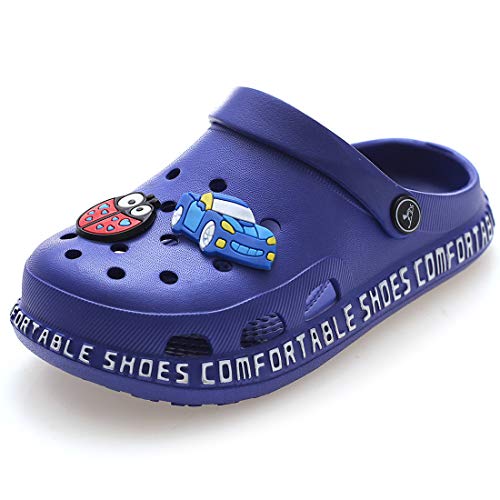 Zuecos Unisex Niños Sandalias de Playa Antideslizante Respirable Piscina Jardín Zapatos Abierta de Verano Chanclas,Azul a,27