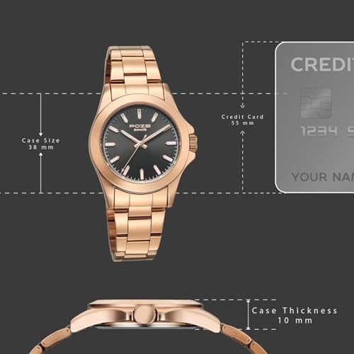 Image of Sonata Poze 8 Quartz Analog with Black Dial IP Rose Gold Stainless Steel Strap Watch for Men - SP70105WM01W