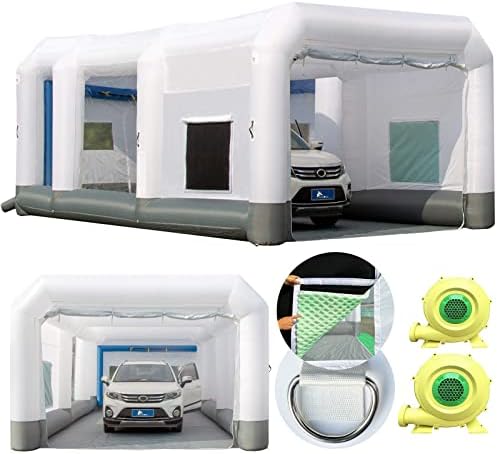 GORILLASPRO Inflatable Paint Booth 26x15x10Ft,Inflatable Spray Booth with (750W + 950W) Blowers,Upgrade Air Filter System Environment Friendly,More Durable Portable Spray Painting Tent Booth