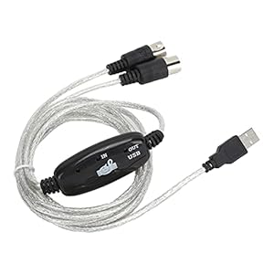 Universele MIDI-naar-USB-kabel voor Toetsenbord en Synthesizers, 5-pins MIDI-interfacekabel met Invoer- en…