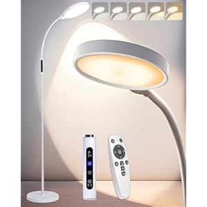 Light Therapy Floor Lamp 10000 Lux Sun Light Full Spectrum Therapy Lamp with 10 Adjustable Brightness Levels 6 Scene Modes 3 Height 360° Rotating for Reading Relaxation Home Office