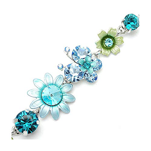 Glamorousky Flower and Butterfly Bracelet with Blue Austrian Element Crystals (1083)