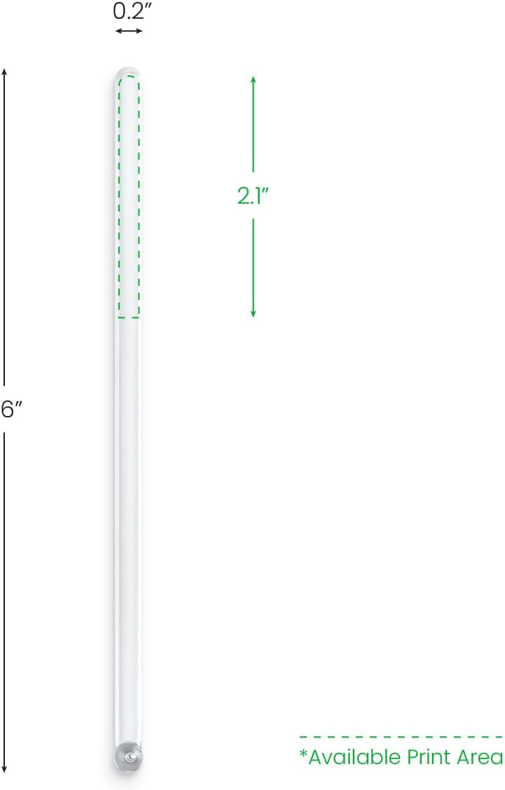 6.5" Custom Clear Flat-Stemmed Drink Stirrers – Personalized Swizzle Sticks with Full-Color Printing – Transparent Stirrers for Cocktails, Coffee & Events – 50 Pack