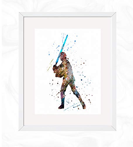 Luke SkyWalker Prints, Star Wars Watercolor, Nursery Wall Poster, Holiday Gift, Kids and Children Artworks, Digital Illustration Art