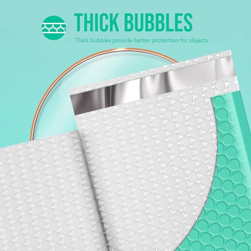 Image of Fuxury 250Pack Teal Bubble Mailers 8.5x12 inch Medium Opaque Padded Envelopes Strong Adhesion Bubble Mailer Thick Padded Mailers for Small Business Mailing Books Clothes Makeup Supplies