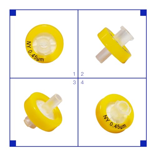 Image of Syringe Lab Filters,Syringe Filters, Nylon 13mm Diameter 0.22μm Pore Size,Non Sterile Filtration,Yellow Pack of 100