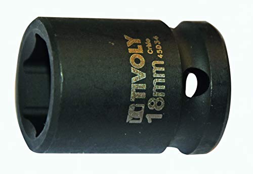 Tivoly 11591421800 Hexagonal Socket Square Shock 1/2 Inch Diameter 18, Phosphate Black, Phosphate Noir