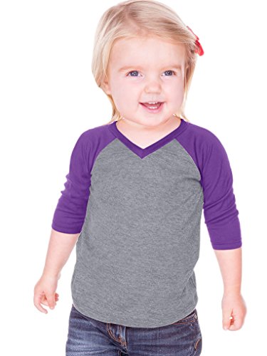 Kavio! Unisex Infants Sheer Jersey Contrast V Neck Raglan 3/4 Sleeve
