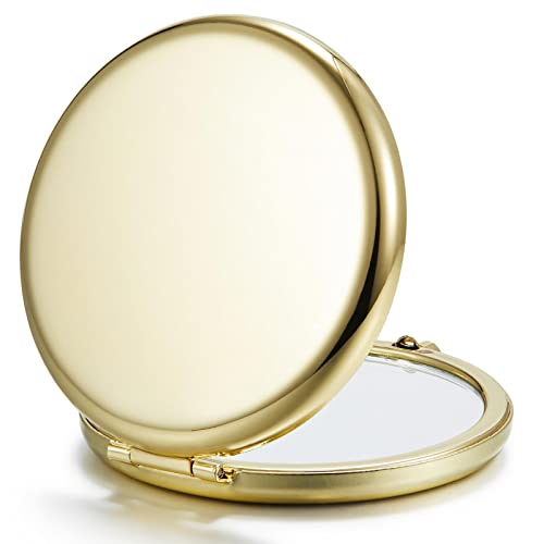 Compact dual-sided makeup mirror (2x) round gold, pack of 12