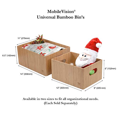 Mobilevision Bamboo Bathroom Bin Organizer For Toiletries, Make Up & Cosmetics, Brushes, Styling Tools & Products, Cleaning Supplies, Toilet Paper 9” X 12” X 6” #TOP6