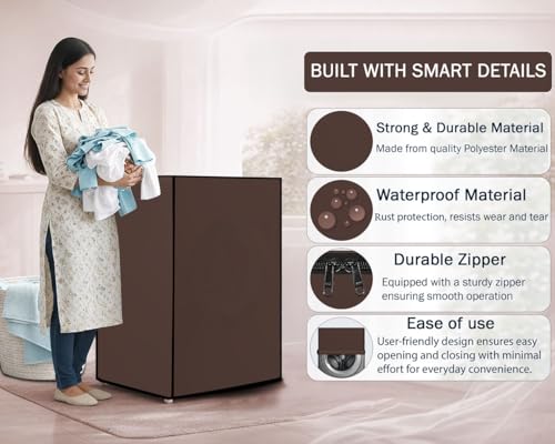 Image of Stylista Washing Machine Cover Compatible for IFB 6.5 Kg Fully-Automatic Front Loading Elena ZX Darkbrown Solid