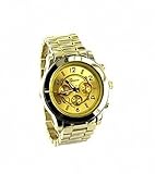 Geneva Platinum Men's Brushed Finish Link Watch-Gold