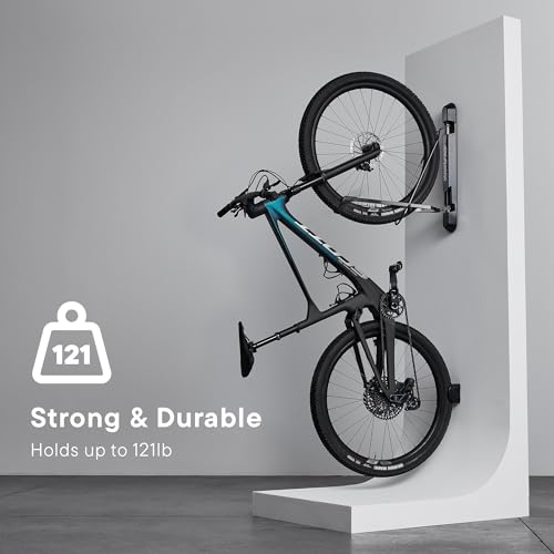 Image of Steadyrack Proflex Wide Bike Rack - Vertical Wall Mount Bike Storage for Home - Roll-in Roll-Out System - Space-Saving Pivot - Fits MTB, eMTB, Gravel, Fender and More - Includes GearMate SteadySpine