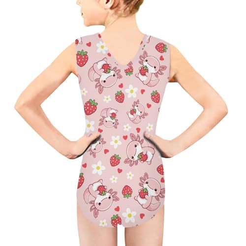 Image of Girls Cartoon Pattern One-Piece Swimsuits Sport Racer Swimwear Beach Bathing Suit, Size 5-14
