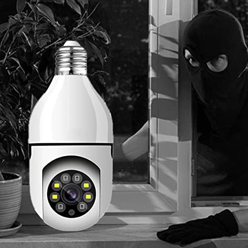 DaMohony Bulb Camera 360 Degree Wifi Night Vision With Light, E27 Light Bulb Camera Bayonet Fitting, Wireless Wifi Security Camera, Auto Tracking, Two Way Audio, Motion Detection, for Indoor Outdoor