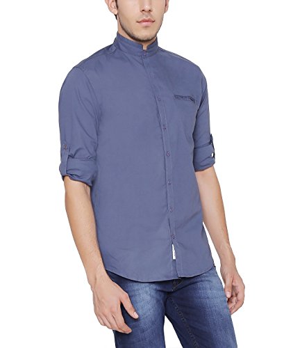 Nick&jess - Camicia da uomo in lycra con collo blu...