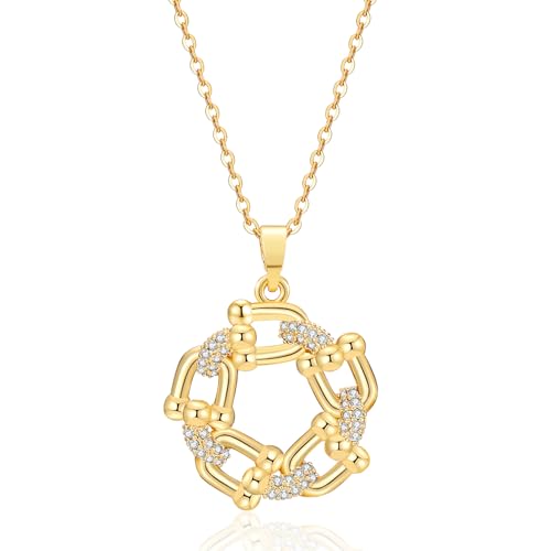 Collier plaqué or 18 carats anti-ternissement de 49,5 cm avec pendentif pierres brillantes