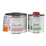MG PRIME Pantone 021C Orange Pintura acrílica brillante, bote de 0,75 litros/750 ml incluido endurecedor