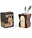 Suck UK Pen Holder - Wooden Pencil Sharpener - Stationary Organiser - Desk Tidy - Quirky Office Desk Accessories - Funny Pencil Pot - Novelty Pen Holder - Vintage Teacher Gifts For Men - Dark