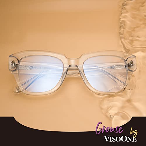 Image of VISOONE Acetate Blue Light Blocking Glasses Square with Anti Computer Glare for Gaming Women and Men GROUSE