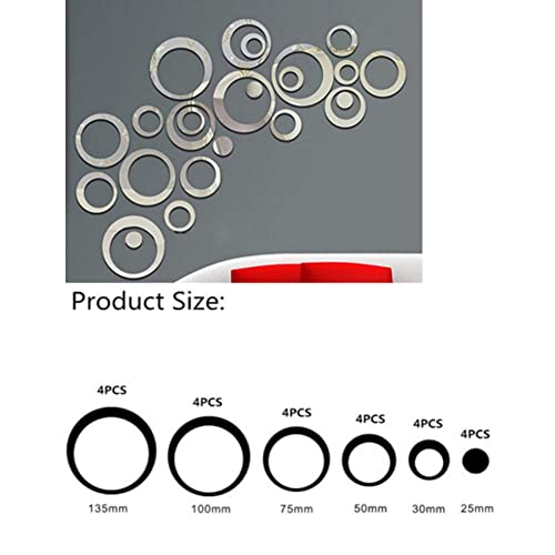 24 Pieces Acrylic Circle Mirror Wall Stickers, Removable Diy Self Adhesive Circle Acrylic Mirror Wall Decals Round Wall Decor For Living Room Bedroom Bathroom Home Decoration #TOP2
