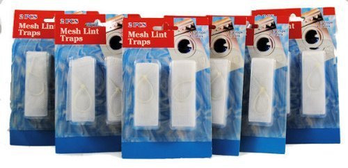 12 White Mesh Laundry Lint Traps w/ Ties - 6 Packs