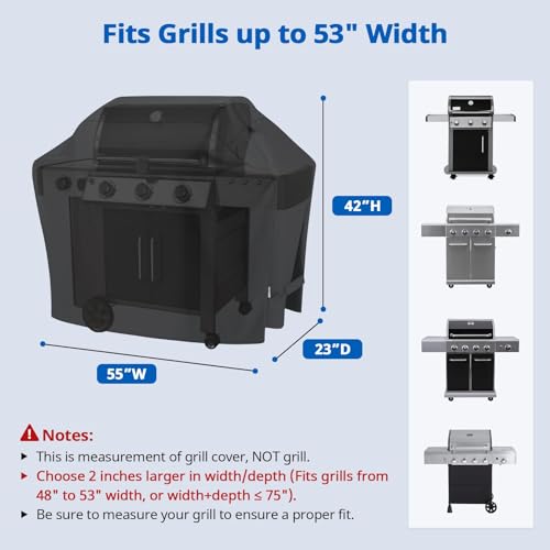Image of SunPatio Grill Cover 55 Inch, Outdoor Heavy Duty Waterproof Barbecue Gas Cover, UV & Fade Resistant, All Weather Protection Compatible for Weber Charbroil Nexgrill Kenmore Grills and More, Black