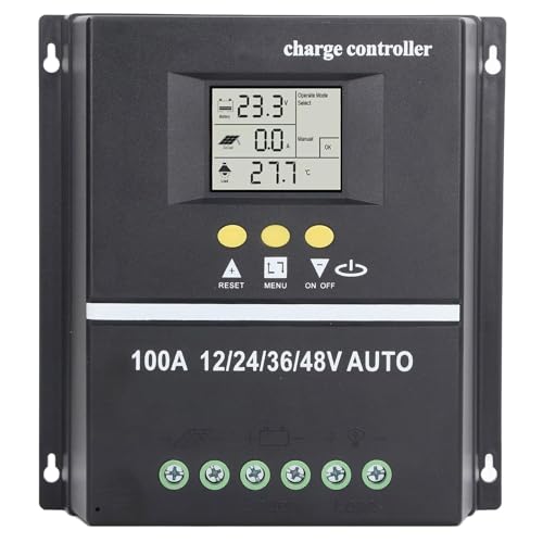Controlador de Carga Solar MPPT, 12V 24V 36V 48V Puerto USB Dual Pantalla LCD Retroiluminada Controlador de Cargador...