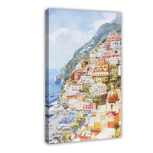 Tableau Positano en toile de haute qualité, déco murale élégante pour chambre