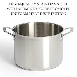 Martha stewart castelle 10 piece 188 stainless steel induction safe pots and pans non toxic triply bottom kitchen cookware set  urban country home decor