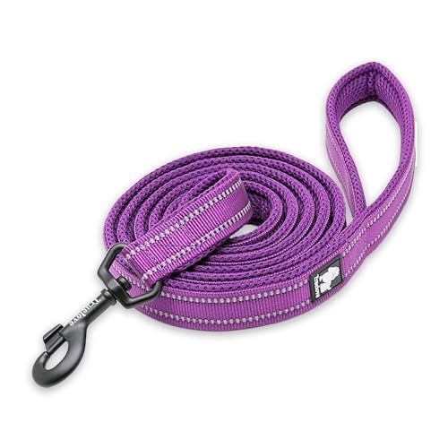 Chai's Choice Multi Handle Dog Leash Medium (Purple) | Comfortable & Stylish Heavy Duty Leash with Duraflex Material | Quick Release Metal Snap Hook | 3M Reflective Stripes for Dog Visibility