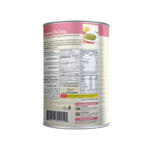 Swad Delicious Sarson Da Saag/Ready to Eat Instant Mix Vegetarian Sarson Ka Saag with No Added Preservative and Colours - 450 Gm (Pack of 2)