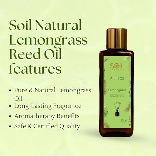 Image of Lemongrass Reed Diffuser Oil 100 ml | Pure Natural & Undiluted Lemongrass Aroma | Long-Lasting Fragrance for Reed Aromatherapy for Home, Office & Spa Ceramic Diffusers | ISO & GMP