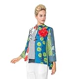IC Collection Mixed-Media Asian Flair with Flower Jacket, XX-Large, Red