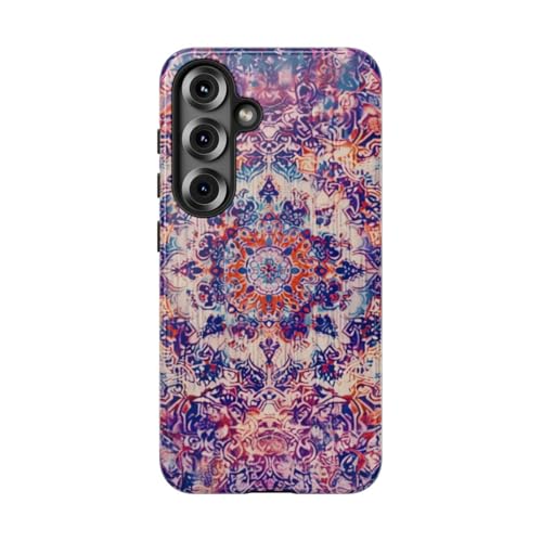 Coque Samsung S25 violette au fini brillant et design oriental